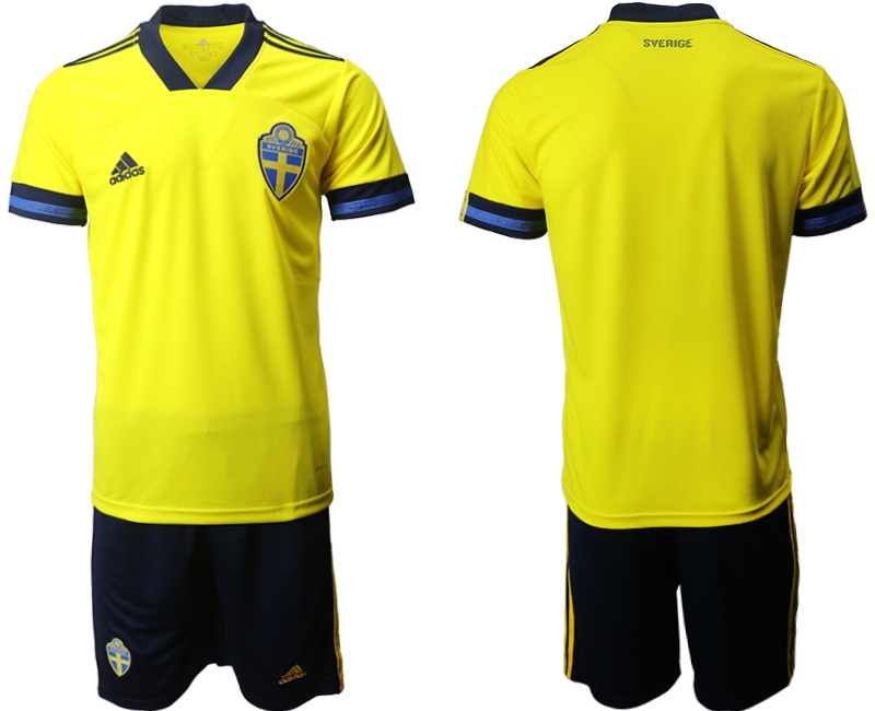 Cheap Men 2021 European Cup Sweden home yellow Soccer Jersey